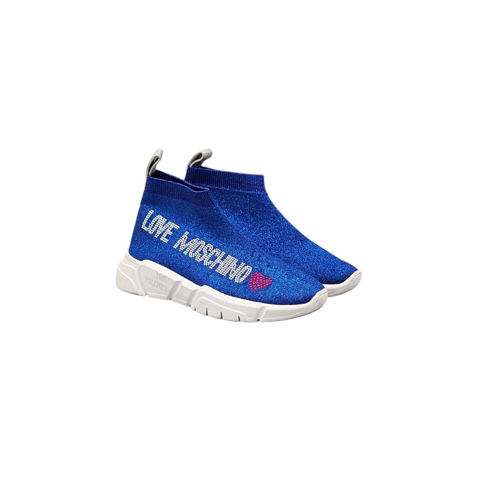 Moschino Women's Size 37/ 7 US VGC Love Blue Chunky Sole Sock Sneakers Shoes